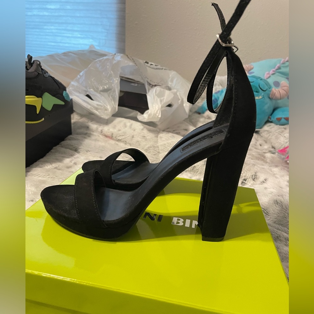Black suede heels